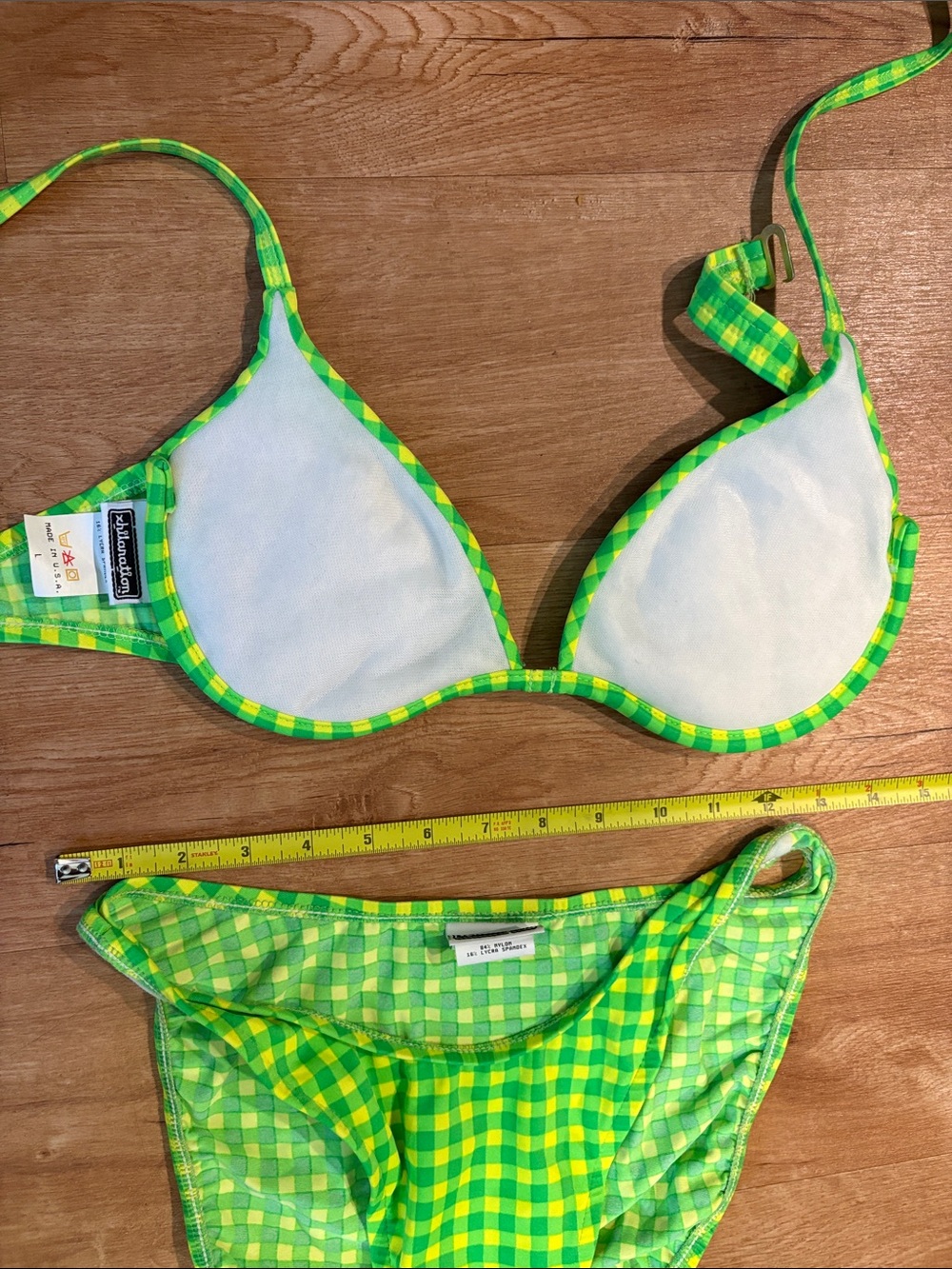 Y2K Green & Yellow Gingham Bikini Set - Picture 3 of 3
